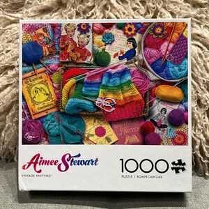 🔴2/$25🔴Buffalo Aimee Stewart Vintage Knitting 1000 Pc Puzzle 100% Complete